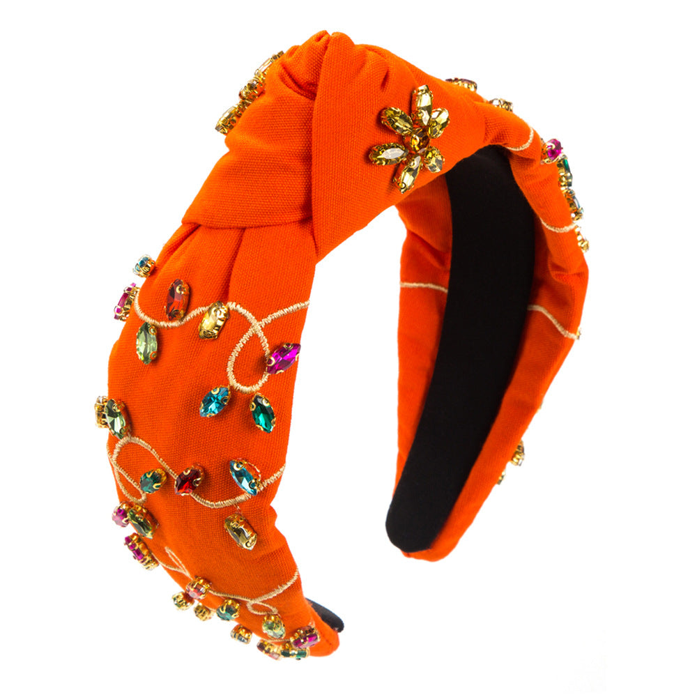 Wholesale Baroque Hand-stitched Glass Diamond Flower Headband
